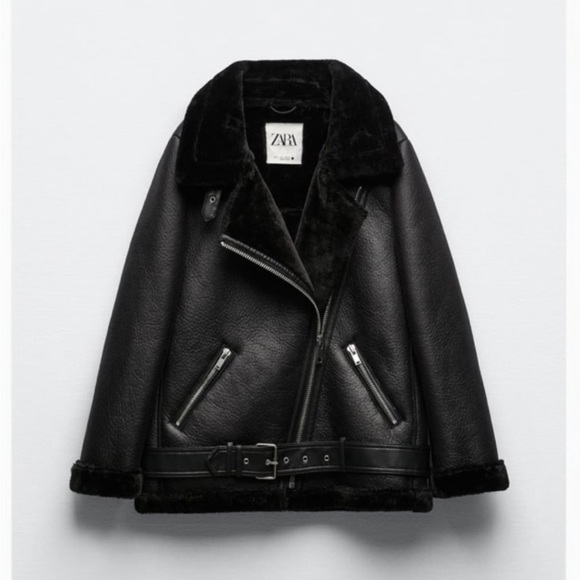 Zara Jackets & Coats Zara Double Faced Leather Aviator Jacket